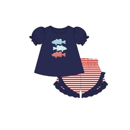 Fishing top matching shorts boy summer outfit preorder
