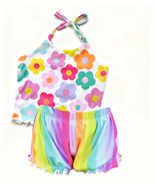 Flowers top matching shorts girls outfit preorder