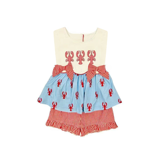 Crawfish top matching  shorts girls summer outfit preorder
