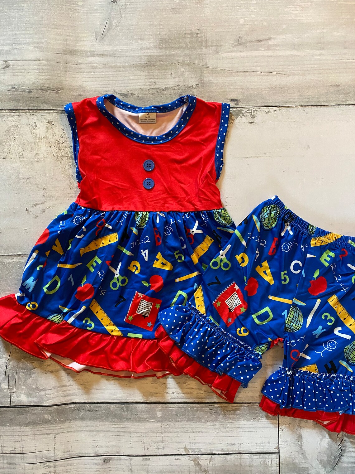 Back to school top matching  shorts girls summer outfit preorder