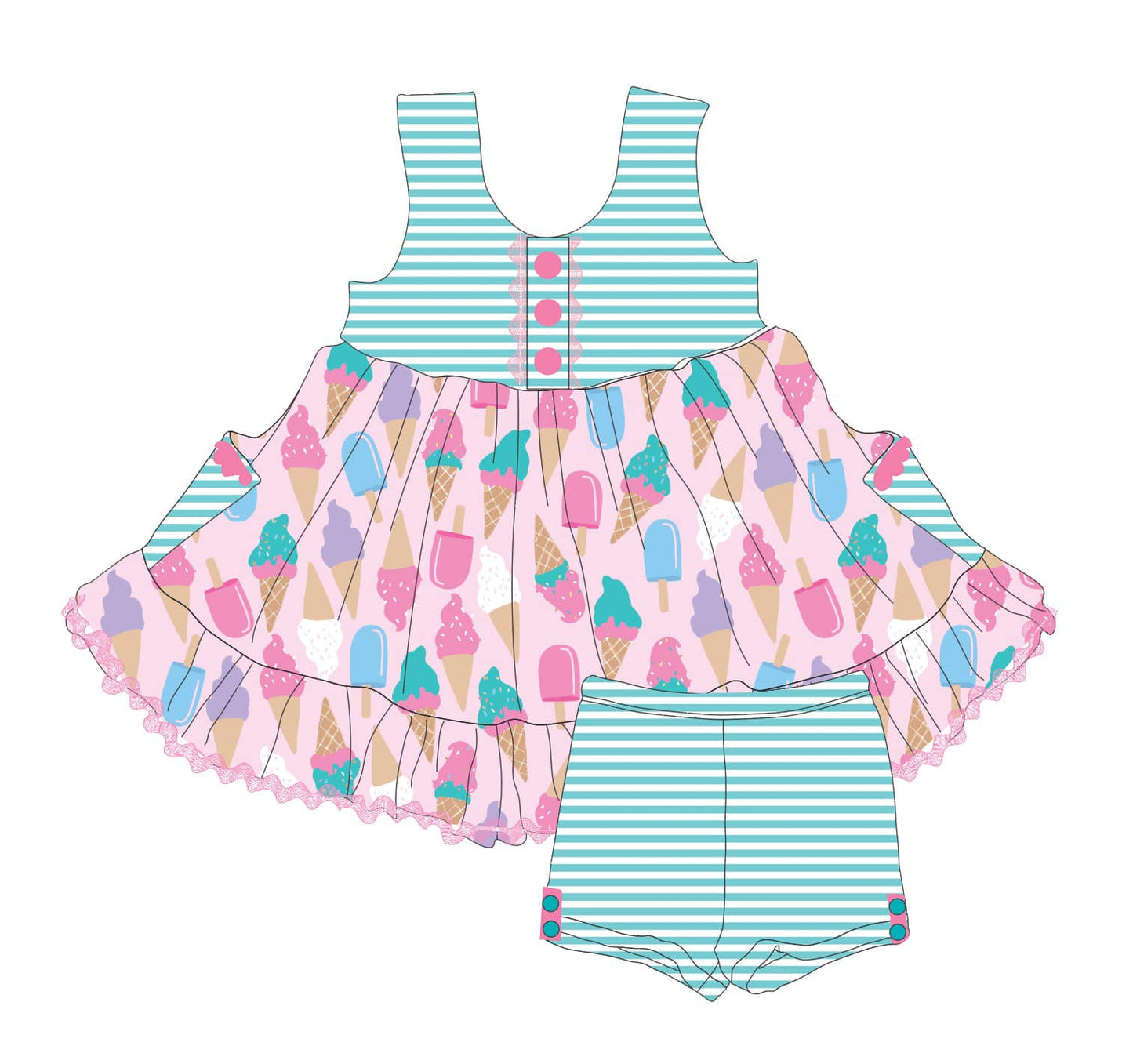 Summer design top matching shorts girls outfit preorder