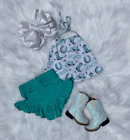 Howdy top matching shorts girl outfit preorder