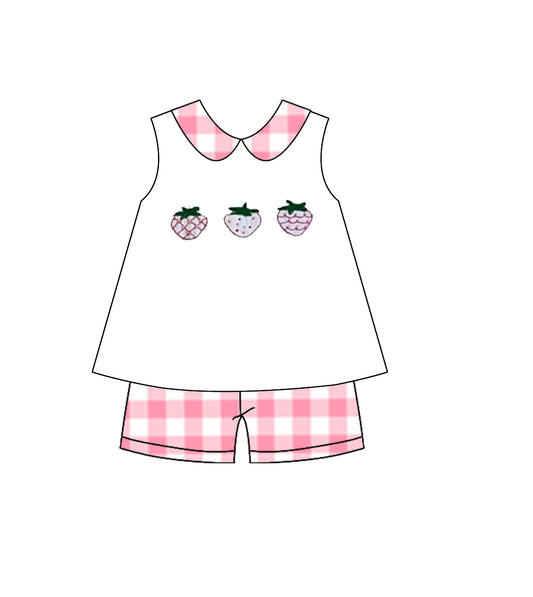 Strawberry top matching shorts girl outfit preorder
