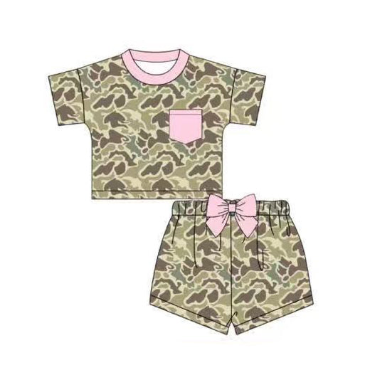 Camo design top matching shorts girl outfit preorder