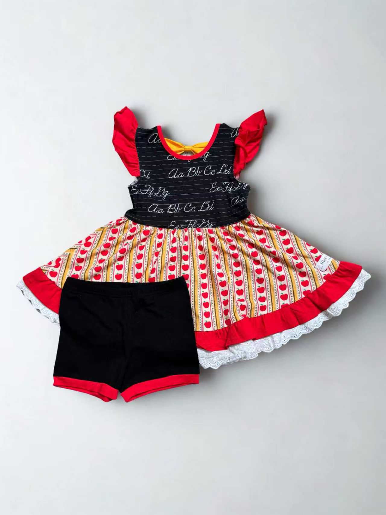 Back to school top matching shorts girls summer outfit preorder