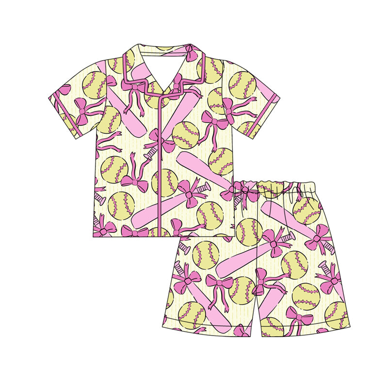 Softball short sleeve top matching shorts girls summer outfit preorder