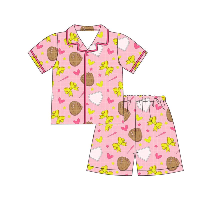 Softball short sleeve top matching shorts girls summer outfit preorder