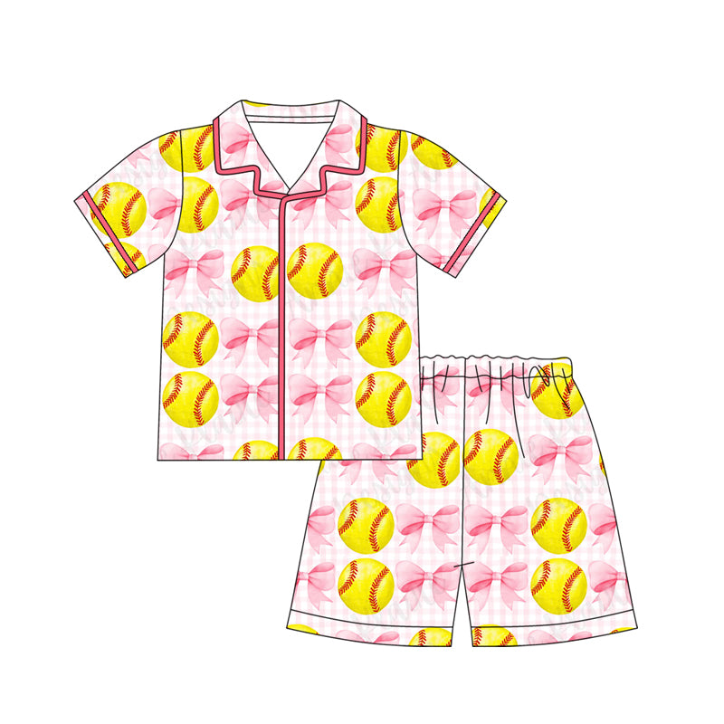 Softball short sleeve top matching shorts girls summer outfit preorder