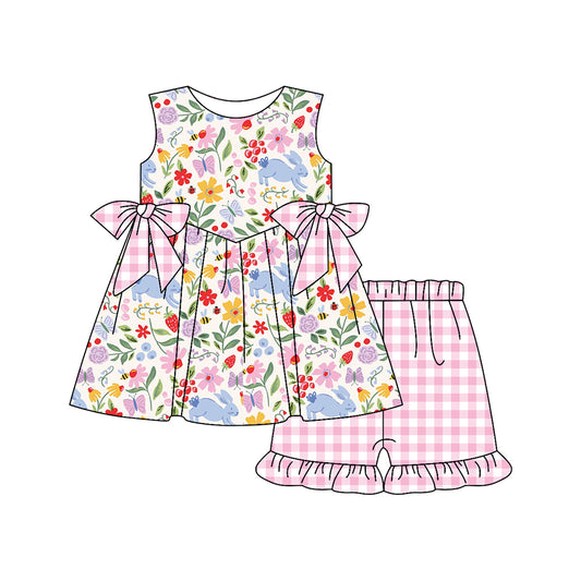 Easter bunny floral top matching shorts girls summer outfit preorder