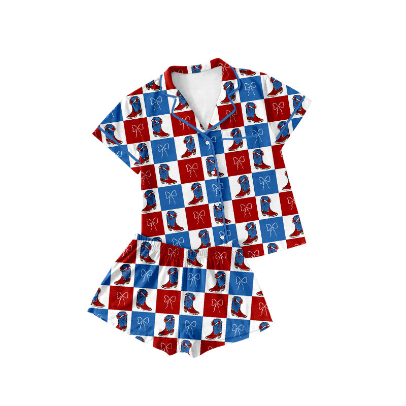 Western boots top matching shorts girls pajama set preorder