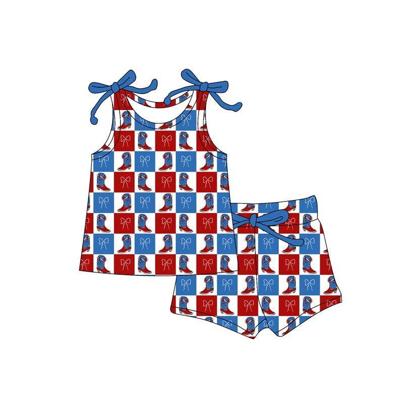 Western boots top matching shorts girls summer outfit preorder