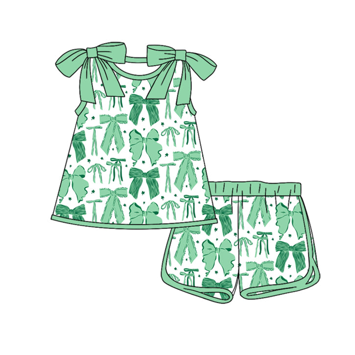 Saint Patrick's Day bow top matching shorts girls outfit preorder
