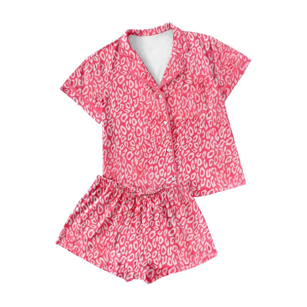 Adult women pink leopard design short sleeve pajama set preorder