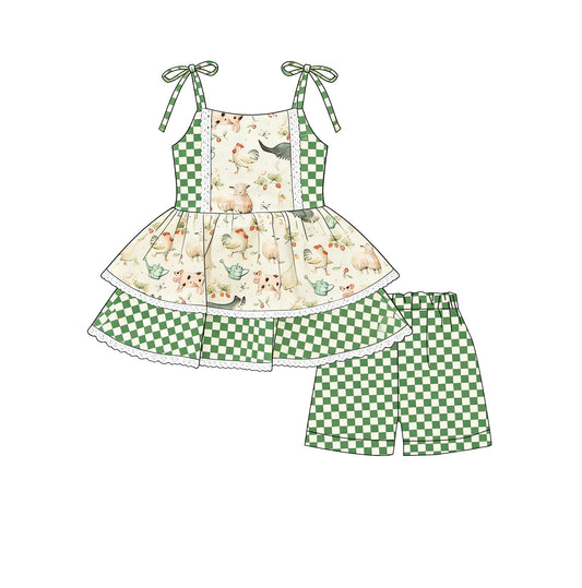 Farm animal top matching shorts  girls summer outfit preorder