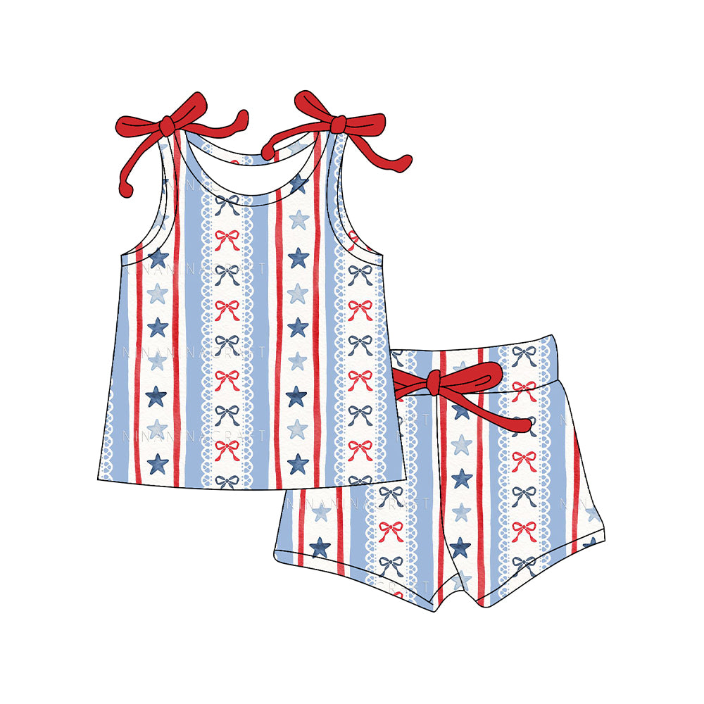 July 4th top matching shorts  girls summer outfit preorder