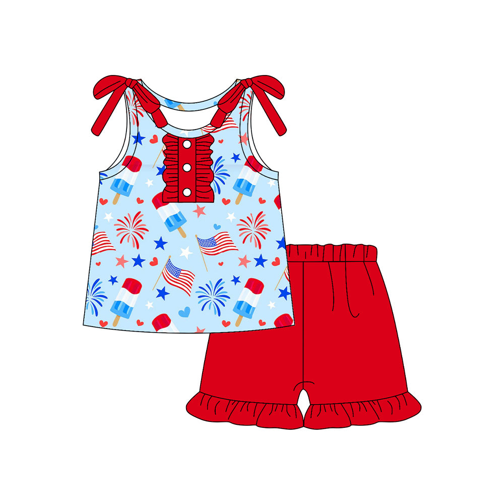American flag top matching shorts girl summer outfit preorder