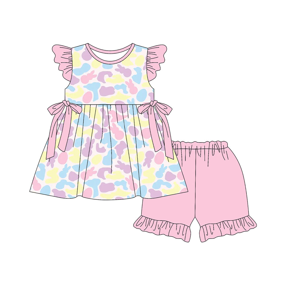 Easter bunny top matching shorts girls summer outfit preorder
