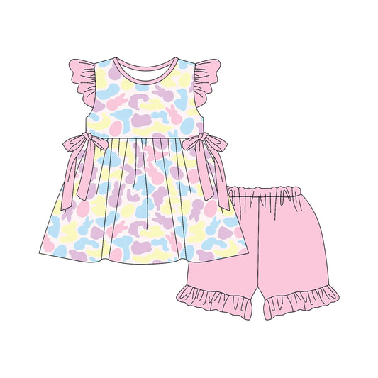 Easter bunny top matching shorts girls summer outfit preorder