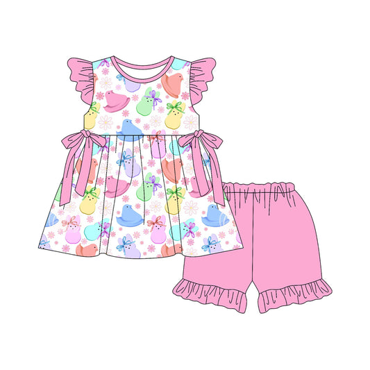 Easter bunny top matching shorts girls summer outfit preorder
