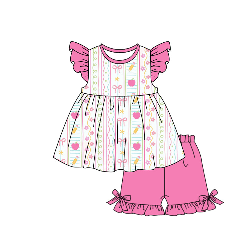 Back to school top matching shorts girls summer outfit preorder