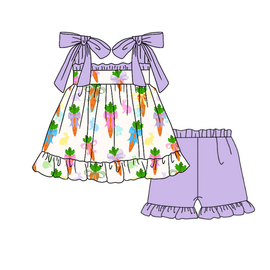 Easter carrot top matching shorts girls outfit preorder