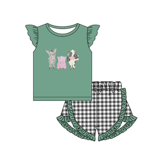 Farm animal top matching shorts girls outfit preorder