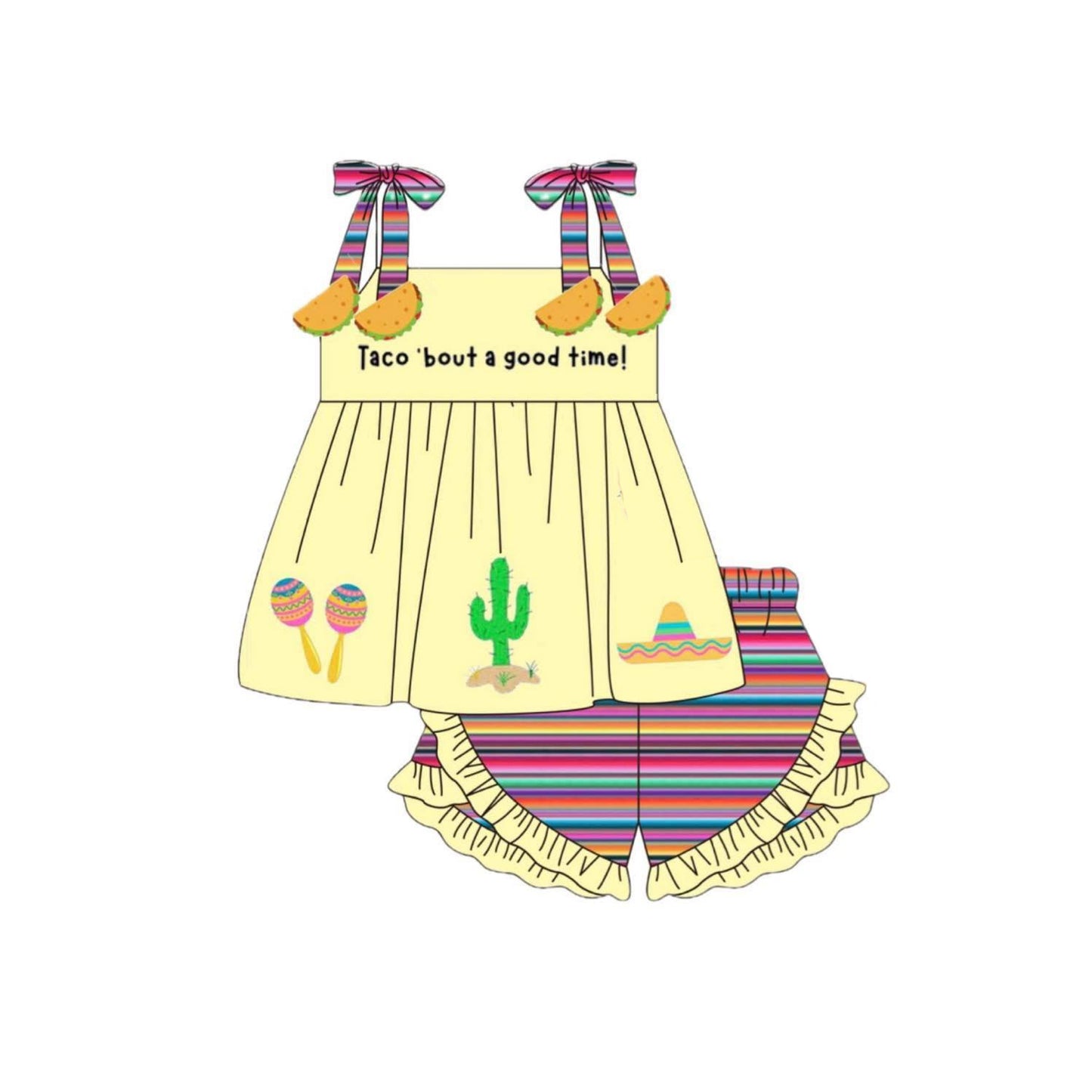 Taco top matching shorts girls summer outfit preorder