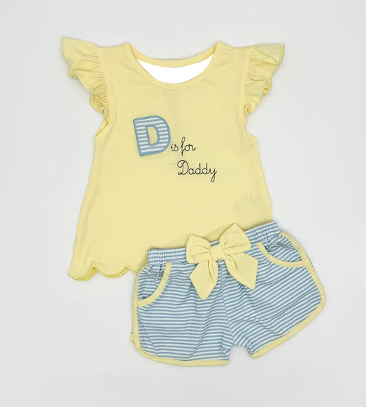D is for daddy top matching shorts girls summer outfit preorder