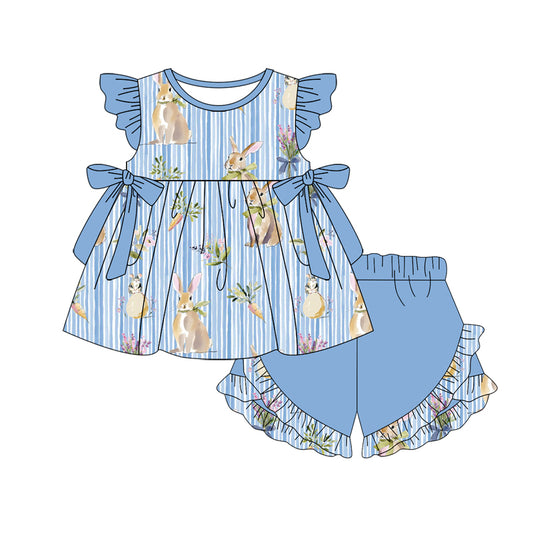 Easter bunny top matching shorts girls summer outfit preorder