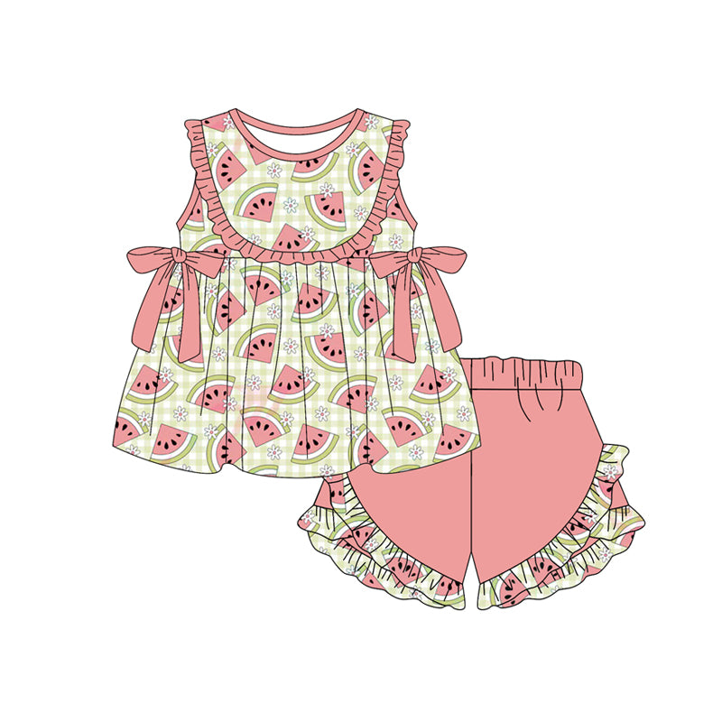 Watermelon top matching shorts girls summer outfit preorder