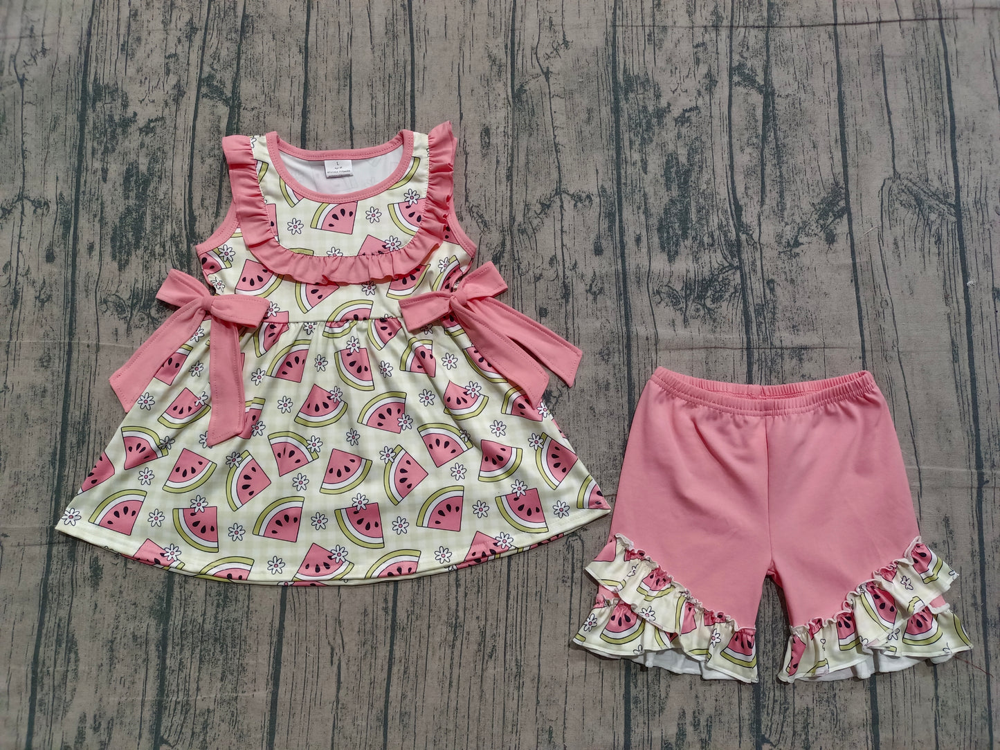 Watermelon top matching shorts girls summer outfit preorder