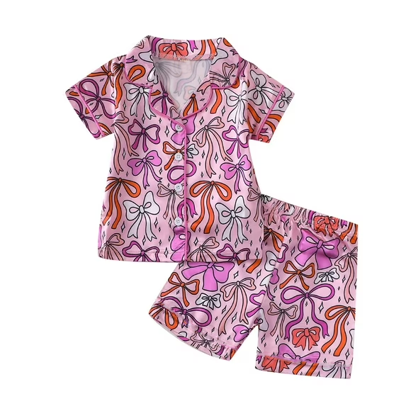 Lavender bow top matching shorts girls summer outfit preorder