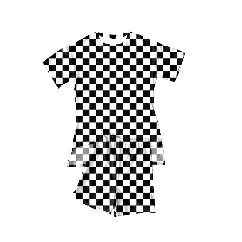 Black plaid top matching shorts girls summer outfit preorder