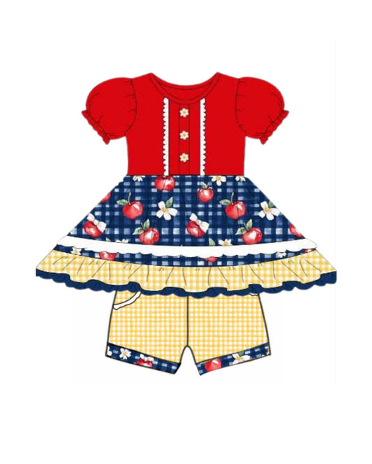 Apple top matching shorts girls summer set preorder