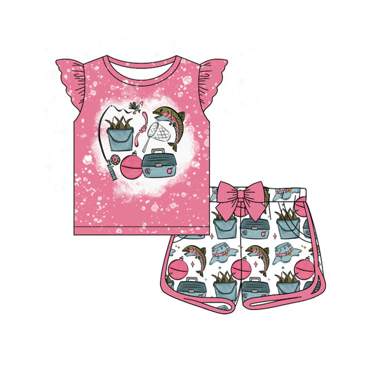 Fishing top matching shorts girls summer set preorder