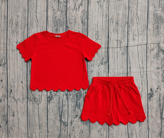 Red color toddle baby girls summer outfit preorder