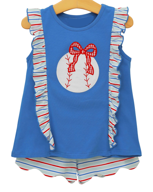 Baseball top matching shorts toddle baby girls summer outfit preorder