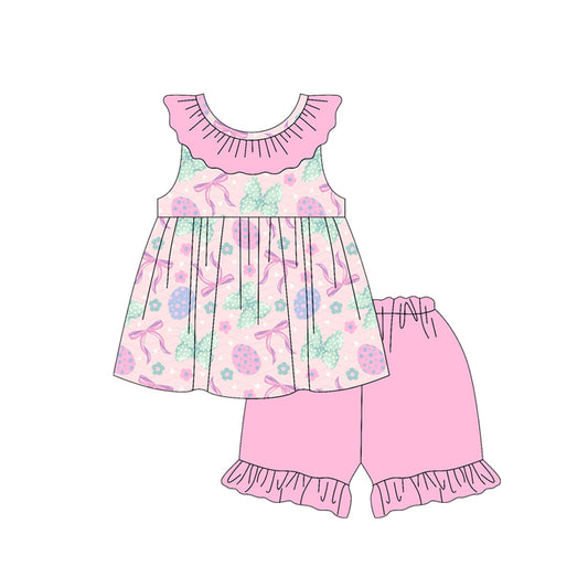 Easter egg bow top matching shorts toddle baby girls outfit preorder