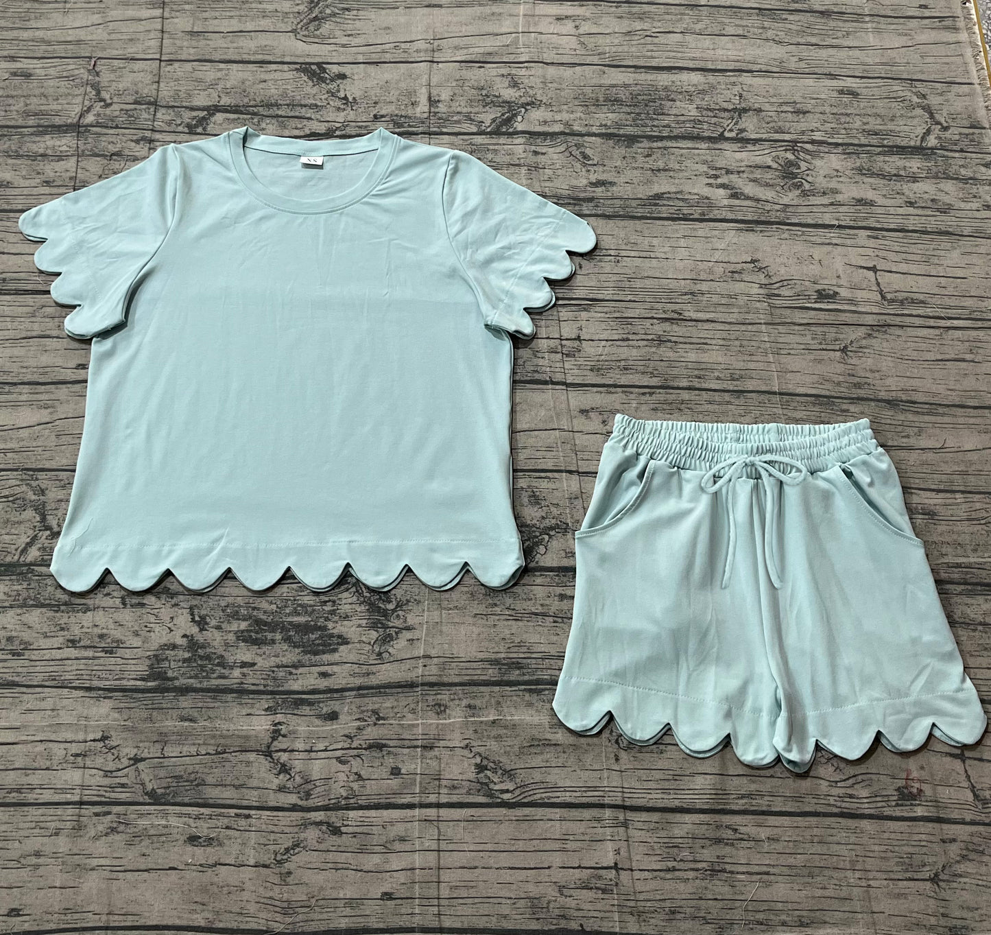 Adult women blue design short sleeve outfit preorder