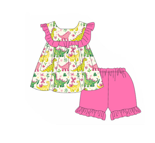 Dinosaur top matching shorts girls outfit preorder