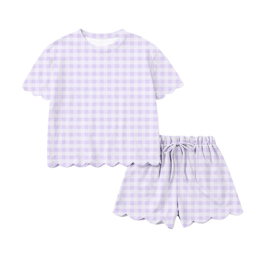Adult women aqua plaid short sleeve outfit preorder