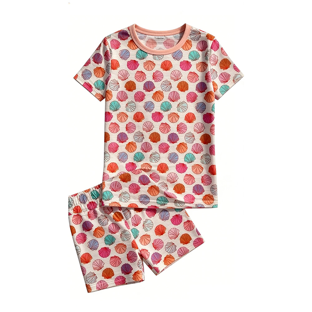 Sea shell print toddle girls summer outfit preorder