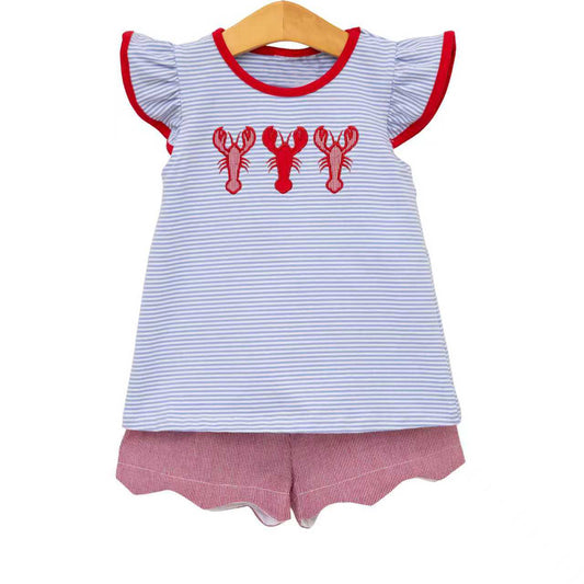 Crawfish print toddle girls summer outfit preorder