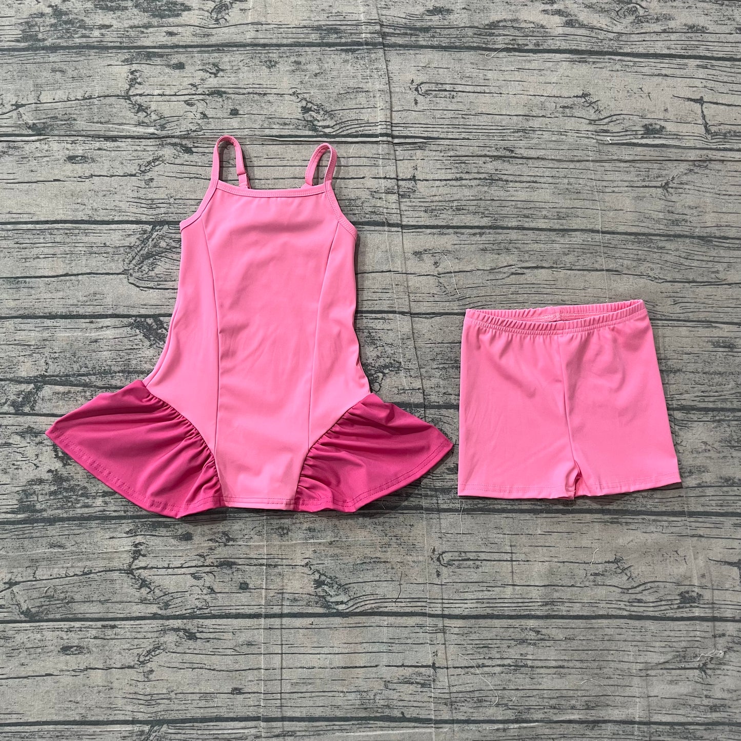 Hot pink tank top matching shorts girls summer active yoga outfit preorder
