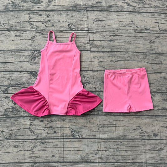 Hot pink tank top matching shorts girls summer active yoga outfit preorder