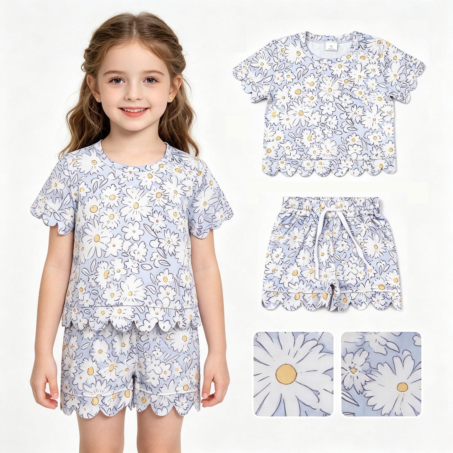 Flowers design baby girl summer outfit