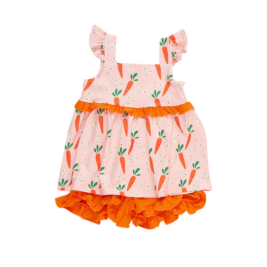 Easter carrot top matching shorts girl summer outfit preorder