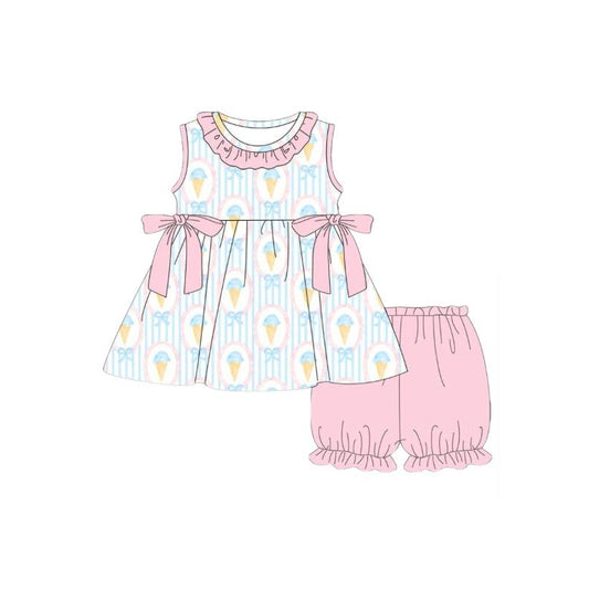 Summer bow top matching shorts girl summer outfit preorder