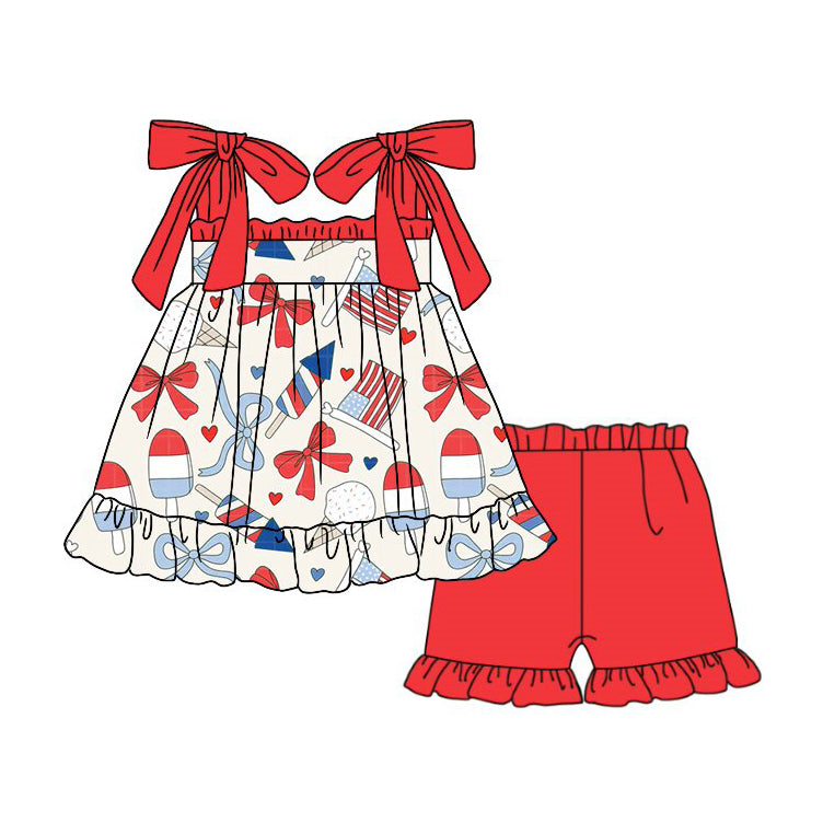 American July 4th top matching shorts girl outfit preorder