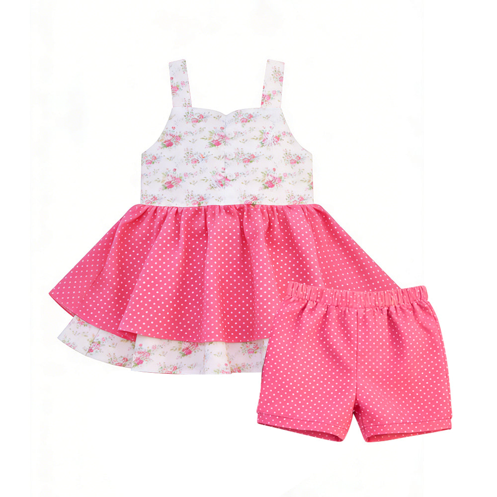 Pink floral top matching shorts summer outfit preorder